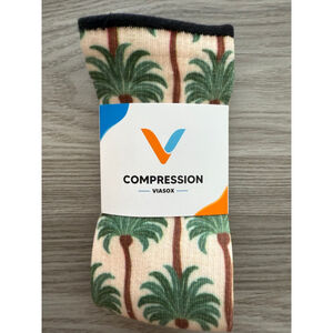 Women's Viasox Desert Palms Compression Socks One Size Beige Green